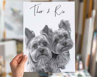 Custom Pet Portrait from Photo - Detailed Hand Drawn Pencil Sketch of Your Beloved Pet