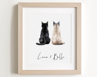 Mini Custom Watercolor Cat Portrait, Cat Memorial, Cat Loss Gift, Cat Lover Gift, Pet Painting, Tiny Paintings, Miniature Painting