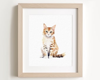 Mini Custom Watercolor Cat Portrait, Cat Memorial, Cat Loss Gift, Cat Lover Gift, Pet Painting, Tiny Paintings, Miniature Painting