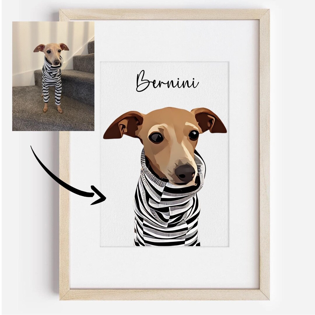 Custom Modern Portraits Using Pet Photo Personalized Digital Dog ...