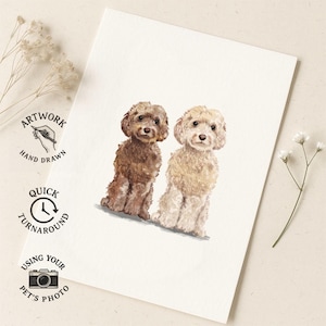 Custom Pet Portrait from photo - Hand-Drawn Illustration