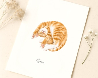 Mini Custom Watercolor Cat Portrait, Cat Memorial, Cat Loss Gift, Cat Lover Gift, Pet Painting, Tiny Paintings, Miniature Painting