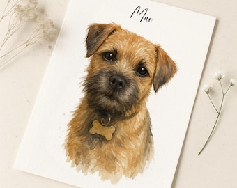 Custom Pet Portrait, Dog Watercolor Painting From Photo, Memoral Pet Gift
