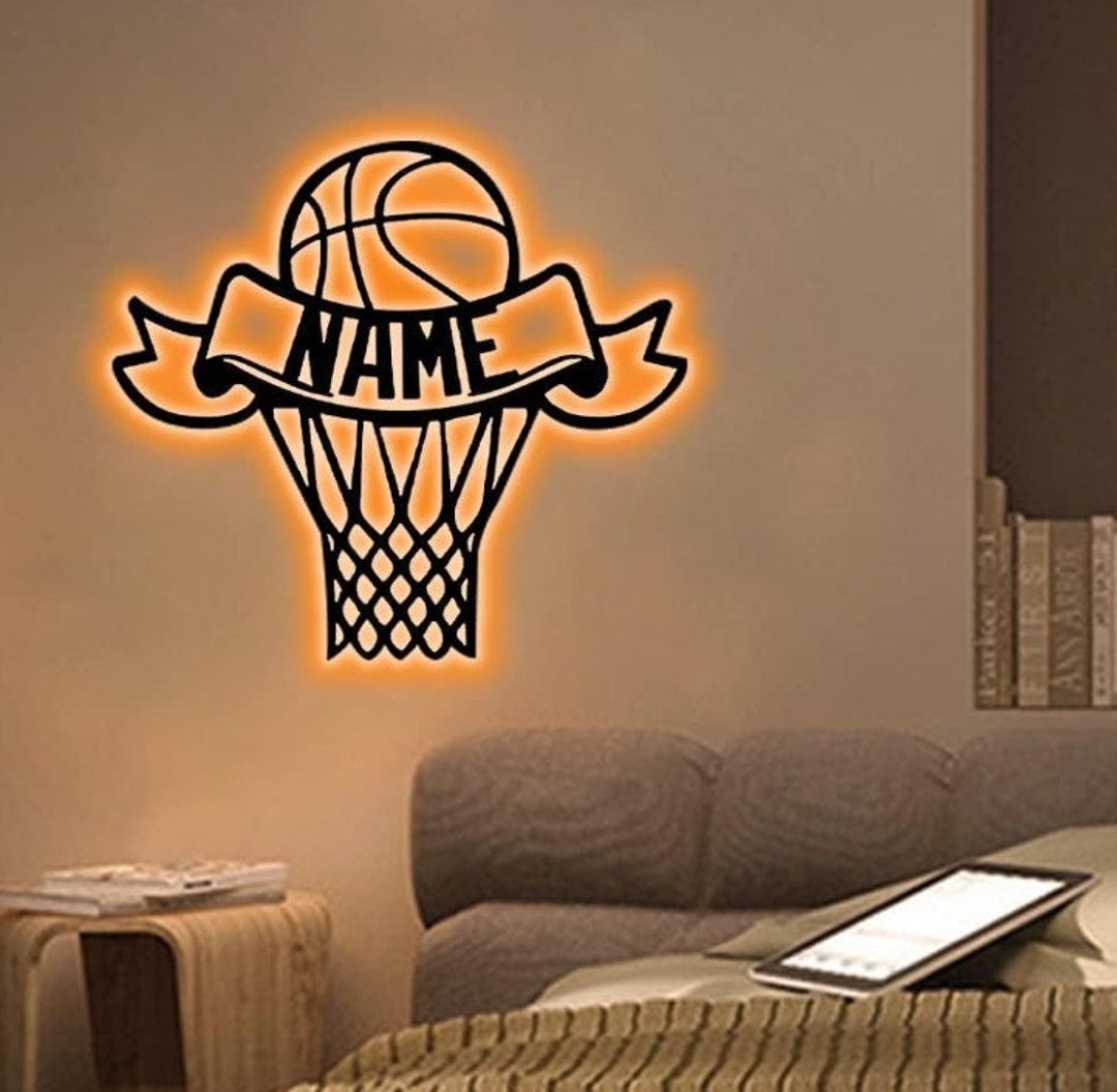 Custom Basketball Metal Wall Art With Led Lightdecoration for Etsy