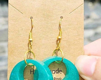 Circle Dangling Earrings | Resin | Resin Earrings | green | gifts | valentines | mother's day