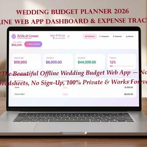 Wedding Budget Planner 2026 – Offline Web App Expense Tracker (Digital Download)