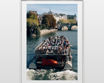 Paris France Photography, River Seine, Pont Royal Bridge, Large Wall Art, Digital Download, Printable Photo