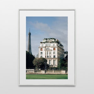 Parisian House with Eiffel Tower, Paris wall art, Travel photography, printable wall art, instant digital download