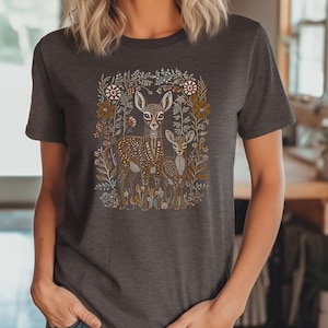 Cute Deer Doe Fawn Boho Style TShirt, Cottagecore Shirt, Forestcore T-Shirt, Wildlife Tee Fairy Grunge Aesthetic, Nature Forest Animals Gift