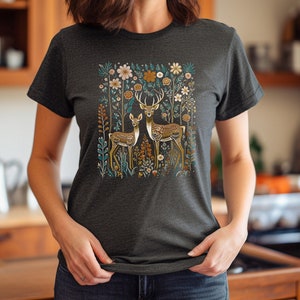 Boho Cute Deer Shirt, Vintage Cottagecore T-Shirt for Women, Forest Animal Lover, Fairy Grunge Graphic Tee Shirt, Forestcore Gift for Her