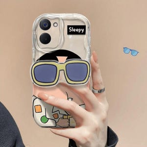 かわいいクレヨンしんちゃんの漫画ケース、サングラススタンドホルダー付き - ハードケース / ケース Iphone 11 12 13 14 15 Pro Promax
