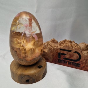 Resin and Red Mallee Dragon Egg with Walnut Stand