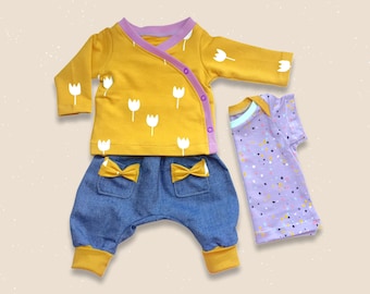Baby Layette Sewing Pattern Set – 5-Piece Newborn Outfit PDF (Sizes newborn-12 months)