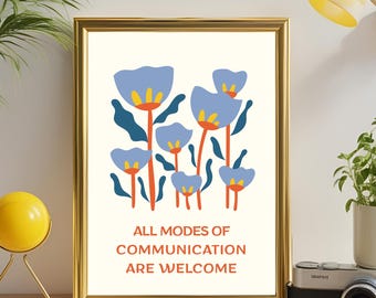 Neurodiversity Floral Art Print: Inclusion, Autism Acceptance, Communication Decor