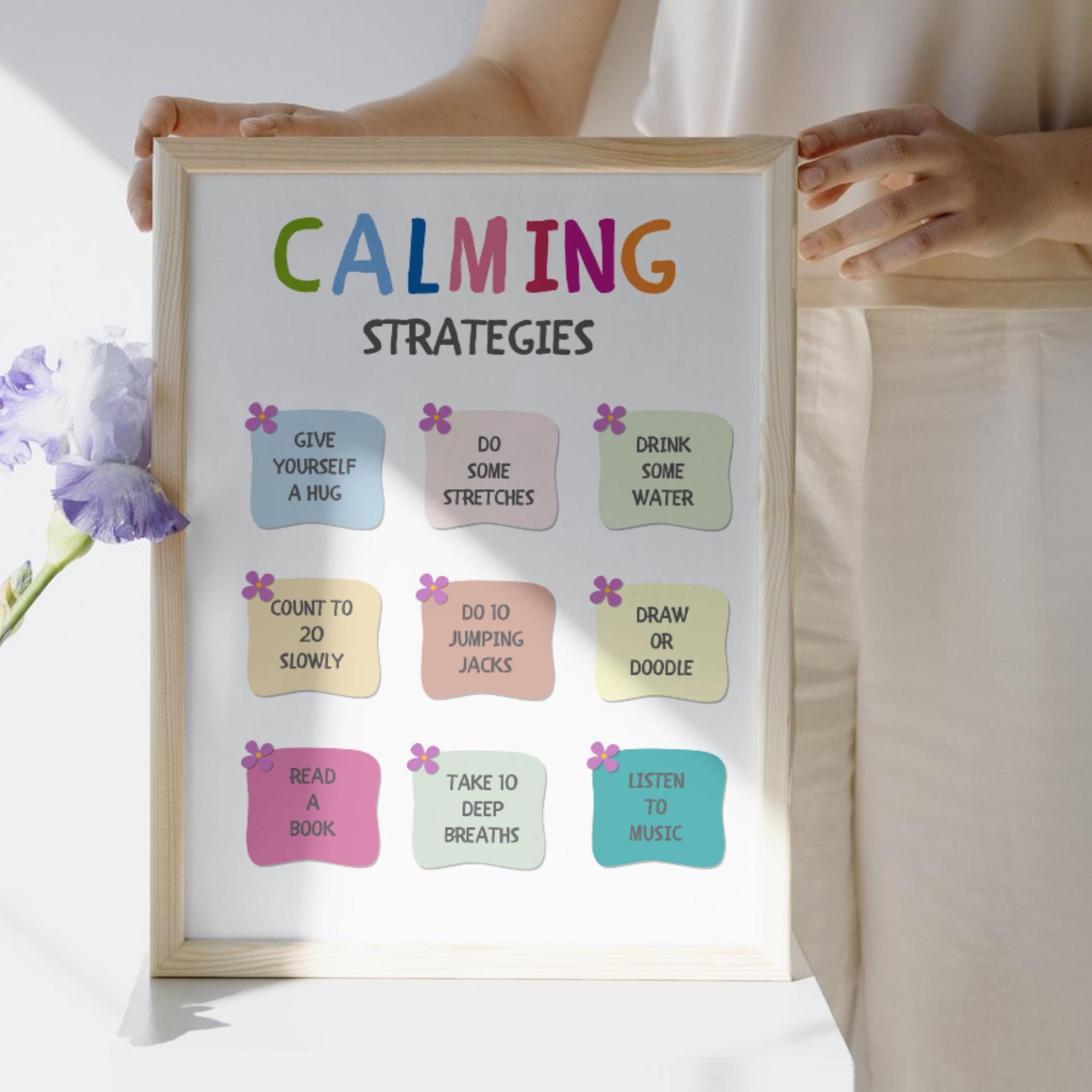Relax Chart Pastel Calming Strategies Wall Art Printable, Relaxation Techniques ...