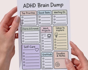 ADHD Brain Dump Printable Planner: Focus & Productivity Organizer (A4/US Letter PDF)