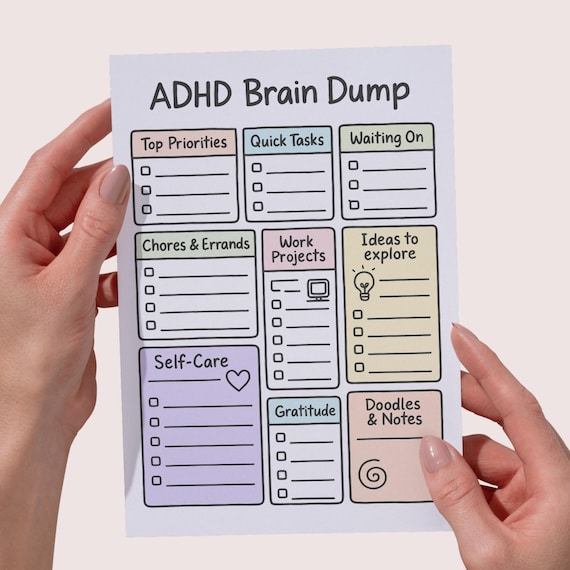 ADHD Brain Dump Printable Planner: Focus & Productivity Organizer (A4/US Letter PDF)