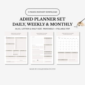 ADHS Planer Set, täglich, wöchentlich, monatlich druckbar (Instant Download)
