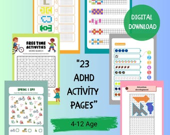 ADHD Activity Pages for Kids: Focus & Attention Games (Digital Download)