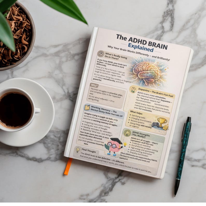 ADHD Brain Explained Poster | Executive Function Guide for Therapists ...