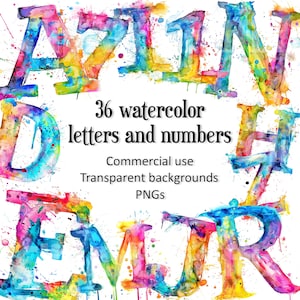 Colorful alphabet and numbers colorful font clipart alphabet clip art letters DIGITAL DOWNLOAD transparent background commercial use