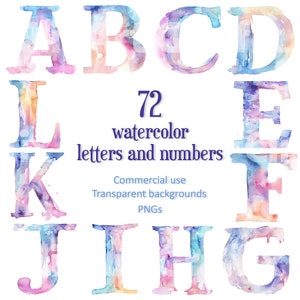 Colorful watercolor alphabet clipart watercolor font colorful clip art colourful letters and numbers DIGITAL DOWNLOAD commercial use