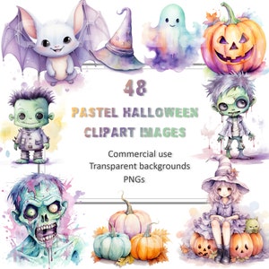 Pastel Halloween clipart pastelloween PNG aquarel pastel clipart schattig Halloween PNG sublimatie ontwerp commercieel gebruik digitale download