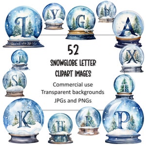 Christmas snow globe letters Christmas clipart Christmas font snow globe alphabet Christmas PNG letters commercial use digital download