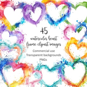 Aquarell Herz Clipart Rahmen Aquarell druckbare Scrapbook digitale Rahmen Herz Grenzen Rahmen PNGs kommerzielle Nutzung DIGITAL DOWNLOAD