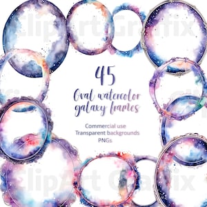 Oval galaxy clipart frames with transparent backgrounds printable scrapbook frames DIGITAL DOWNLOAD digital photo frame borders cosmic