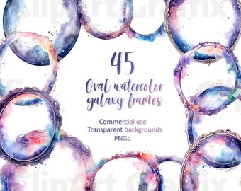 Oval galaxy clipart frames with transparent backgrounds printable scrapbook frames DIGITAL DOWNLOAD digital photo frame borders cosmic