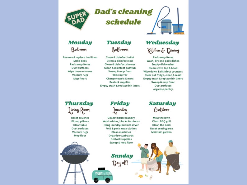 Fun Personal Editable Printable Weekly Cleaning Schedule Template ...