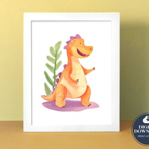 Bright Colourful Happy Dino Print for Girls / Boys Room, Jurassic, Gallery Wall Print, Playroom Art Print, Dinosaur Theme, Nursery Decor