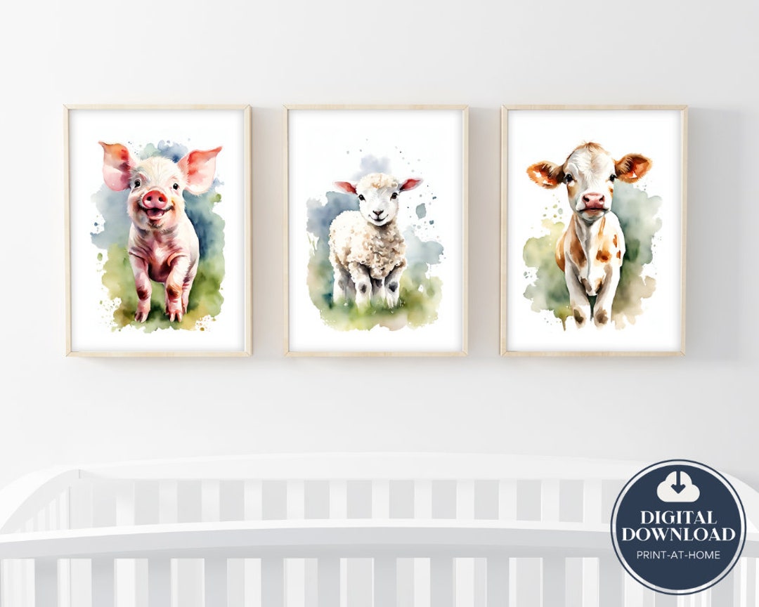 Farm Nursery Wall Prints for Boys / Girls Room, Set of 3 Farm Nursery ...