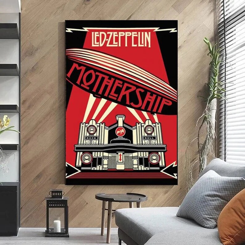 Led Zeppelin Canvas Poster Mothership Rock Band Rockstar Roll Etsy Ireland