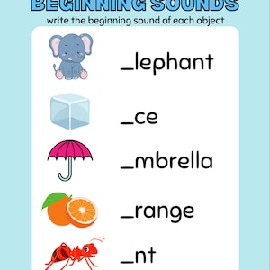 Beginning sounds worksheet