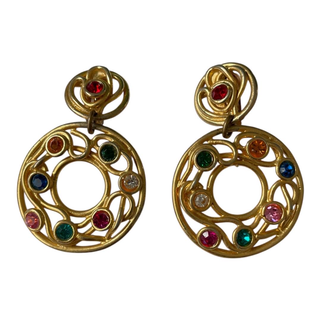 Boucles D'oreilles à Clip Surdimensionnées Moans Couture - Style Chandelier Avec Strass Multicolores - Neuf Sans Emballage