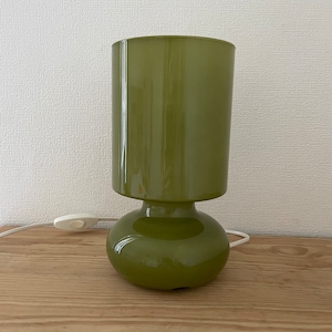 Ikea Lykta lamp in vintage blown glass mushroom shape, khaki green moss
