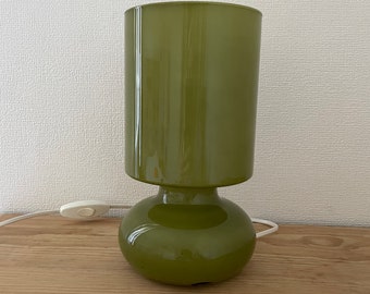 Ikea Lykta lamp in vintage blown glass mushroom shape khaki green moss