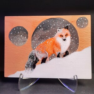 Carte postale en bois peint à la main / Hand-painted wooden postcard
