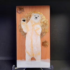 Carte postale en bois peint à la main / Hand-painted wooden postcard