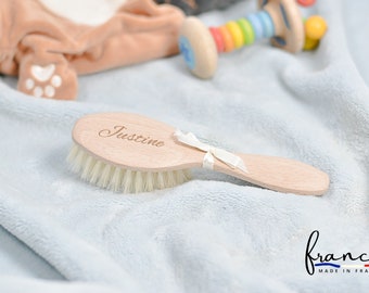 Baby hairbrush - with laser engraving, personalized gift for baptism, birth - personalized baby brush with first name