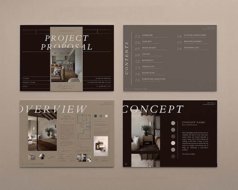 Interior Design Project Proposal & Mood Board Canva Template, Professional Template made for Interior Designers and Interior Architects image 2