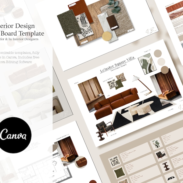 Interior Design Mood Board Canva Template