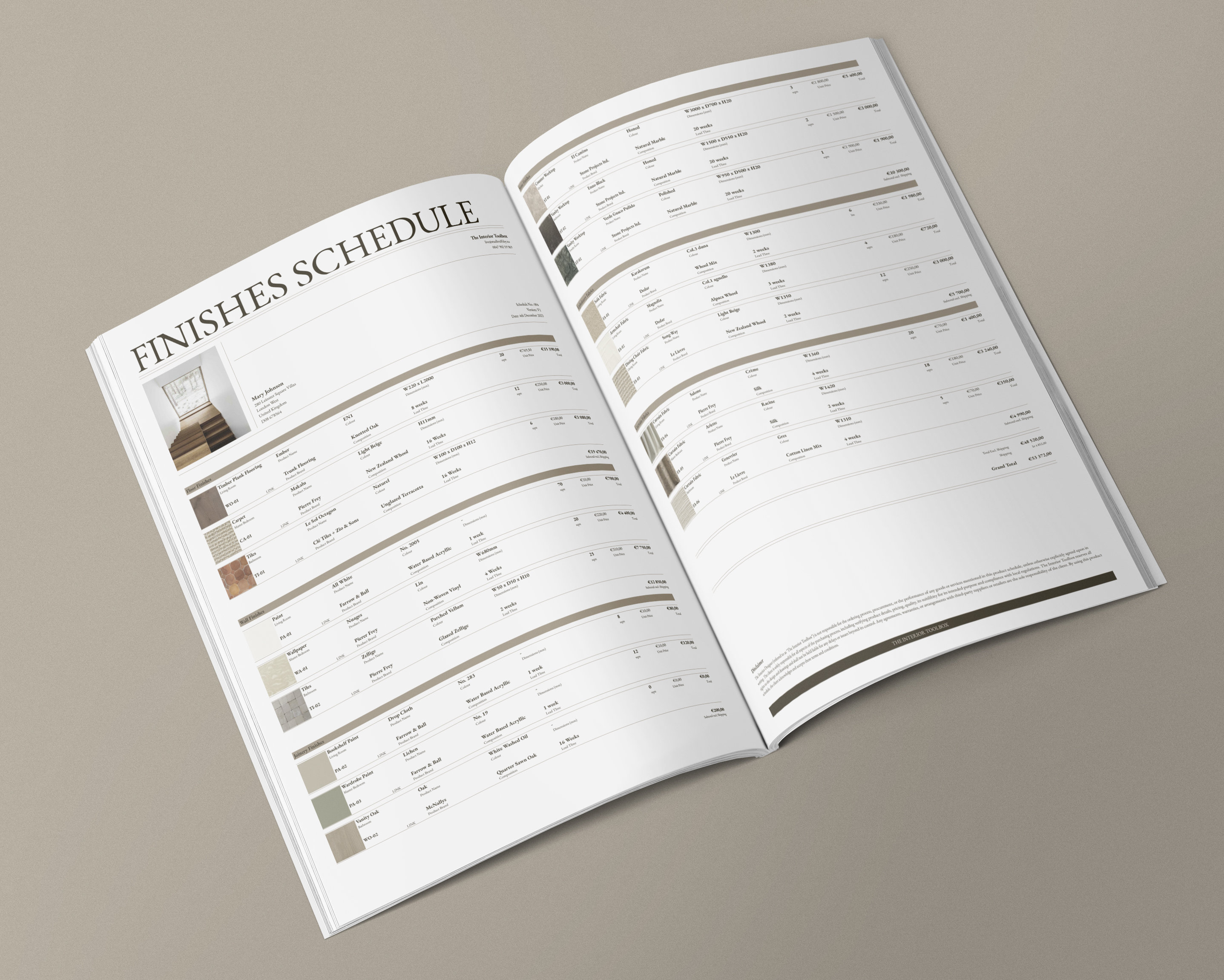 Interior Design Canva, Google Sheets & Excel FFE Schedule: Product ...