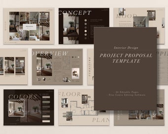 Interior Design Project Proposal & Mood Board Canva Template, Professional Template made for Interior Designers and Interior Architects