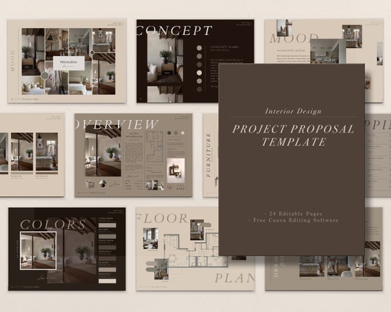 Interior Design Project Proposal & Mood Board Canva Template, Professional Template made for Interior Designers and Interior Architects