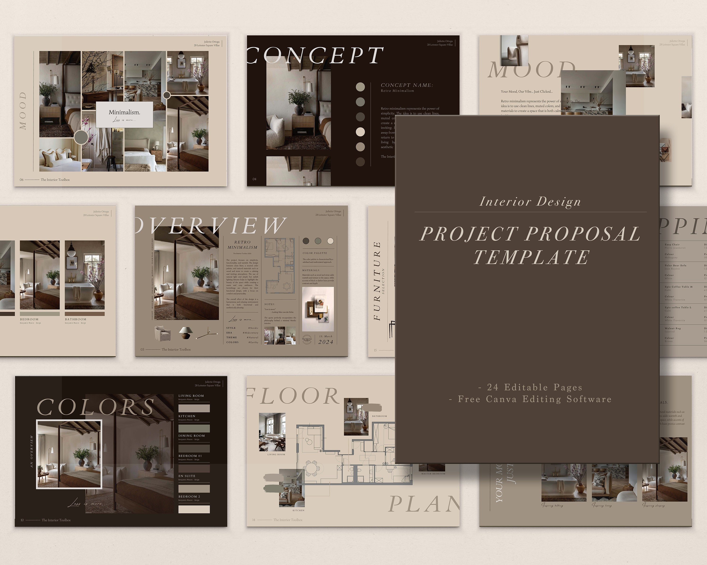 Interior Design Project Proposal Mood Board Canva Template 