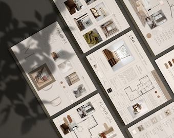 Interior Design Project Proposal & Mood Board Canva Template, Professional Template made for Interior Designers and Interior Architects