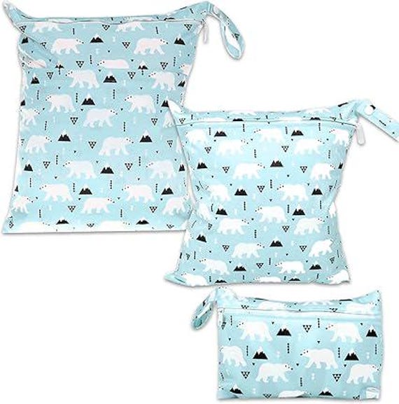 Baby Diaper Bag – 3-Piece Set | Waterproof, Reusable, and Washable | Polar Bear